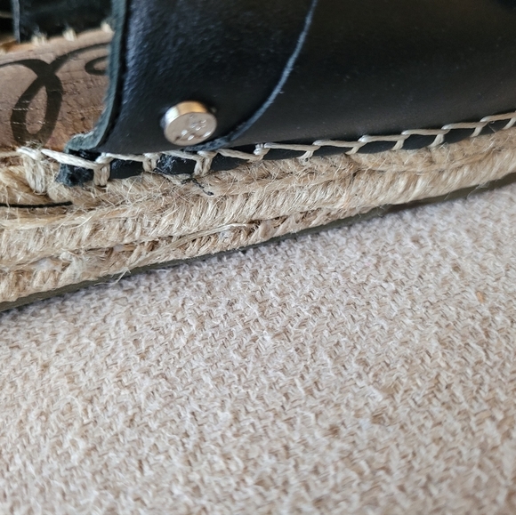 Sam Edelman Black Leather Flat Espadrilles Size 7 - Picture 7 of 8